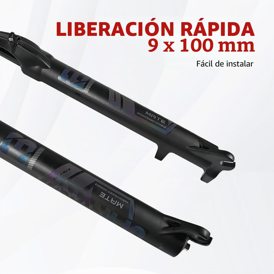 Horquilla para Bicicleta de montaña con Doble Hombro Tubo Recto 1-1/8" Freno de Disco Horquilla con suspensión neumática QR 9 * 100 mm Bloqueo Manual Recorrido 150mm(26inch)