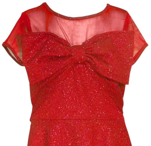Bonnie Jean Girls Size 7-16 Knit Illusion Skater Christmas Bow Dress2
