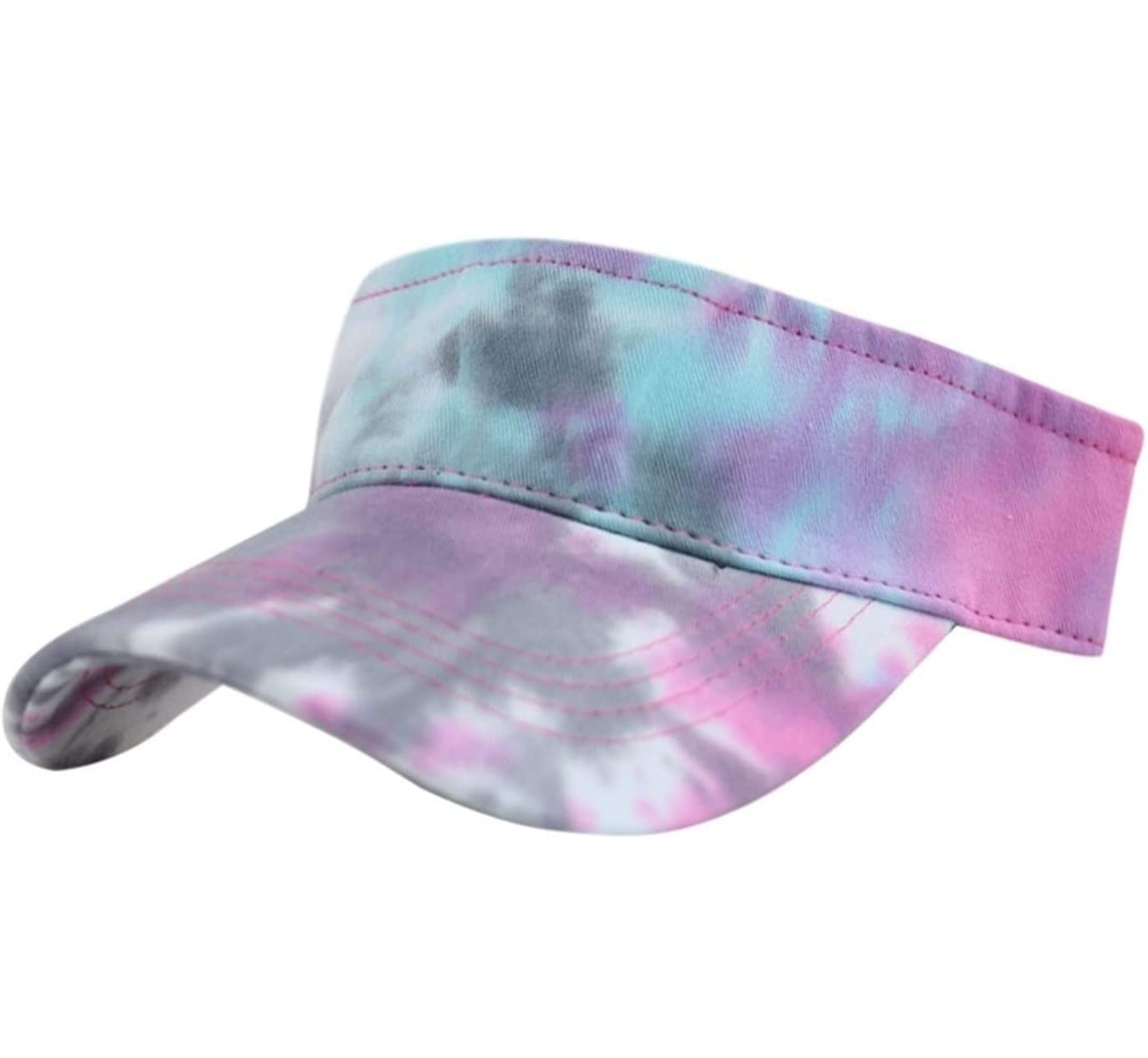 Casquette Visiere Femme, Summer Tie-Dye Réglable Dames Vide Chapeau Pare-Soleil Protection Solaire D'été en Plein Air Pliable, Chapeau de Plage