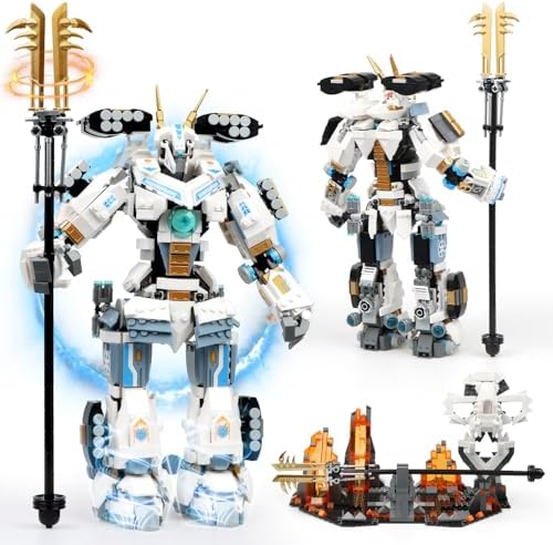 HIGH GODO Samurai Mech Warrior Building Sets, Robot with Long Swords Shields Display Base Building Toy Set, 1588 Pieces Creative Collectible Ninja Gift Set for Adults Man Teens 14+