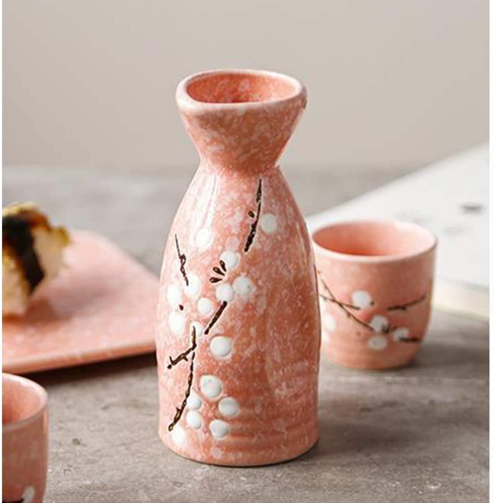 RWRAPS Ensemble de Tasses à saké japonaises en poterie, peintes à la Main, en Porcelaine, en céramique, Verres à vin, Blanc + Prune Bleue (Rose + Prune Blanche)