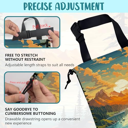 Image of Car Garbage Bag Mountain Lake and Sunrise Drawstring Car Trash Bag Hanging for Back Seat with Adjustable Buckle Canvas Vehicle Trash Can Easy-to-Install