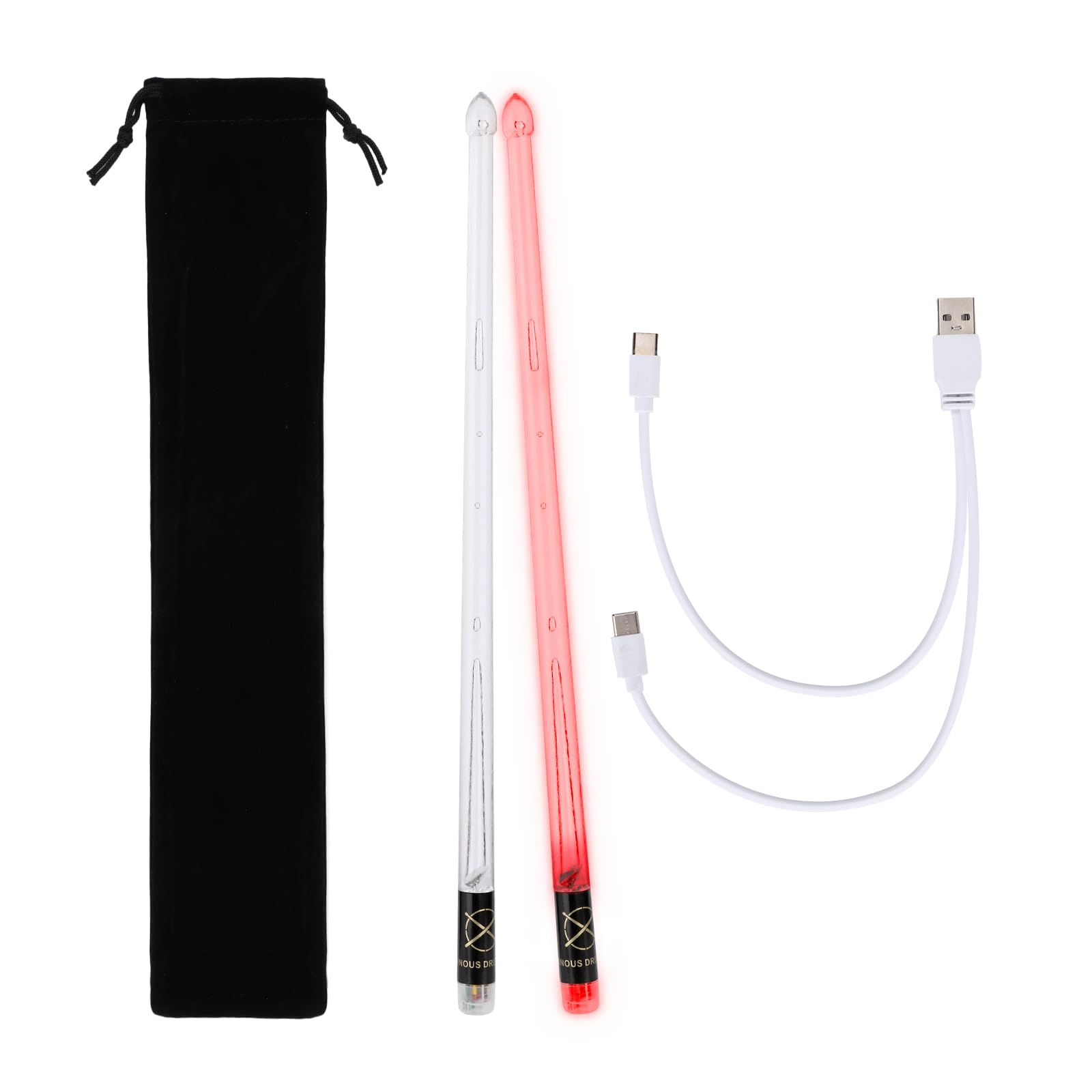 Bacchette per Batteria Ricaricabili con 15 Colori Cangianti, Bacchette Luminose con Ricarica USB Bambini e Adulti Accessori Batteria Professionali e Regali per Batteristi