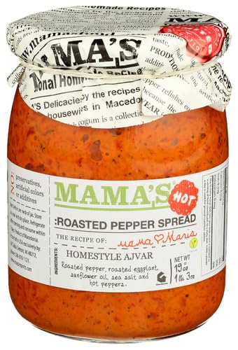 Mamas Roasted Hot Ajvar Spread 19 oz (Pack of 6)