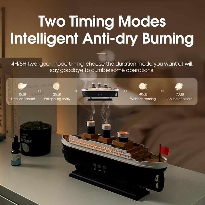 Image of Smart Ultrasonic Humidifier for Bedroom Titanic Humidifier with Remote Aromatherapy Diffuser Steamship Humidifier 7 Light 2 Mist Mode Air Humidifiers for Bedroom, Essential Oil Diffuser