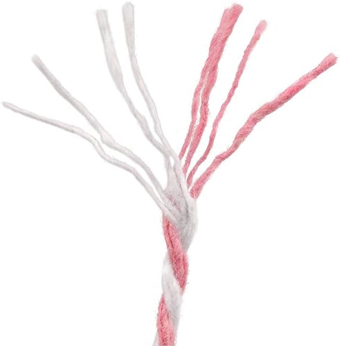 Miniatura 64 de Cuerda de algodón de 328 ft, cuerda de Navidad, cuerda resistente para manualidades y envolver regalos. Rojo Blanco