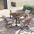 Grand patio 5-Piece Outdoor Dining Set, 4 Leather-Look Wicker Swivel Patio Chairs & 1 Square Woodgrain Dining Table, Brown