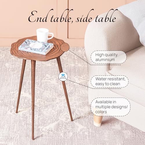 Image of nestroots Multipurpose Aluminium Nightstand Side Table for Bedroom | Bedside Table | Corner Table for Living Room Decor | Room Decoration Items | 21 Inches Height, Copper Finish