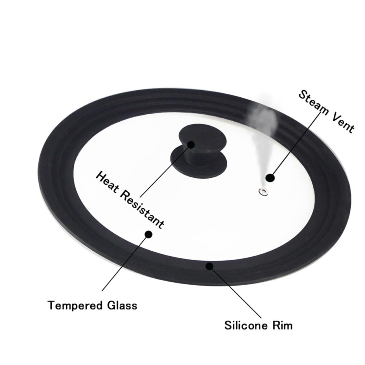 Couvercle en Verre Trempé 26-30 Cm avec Rebord en Silicone Résistant la Chaleur, Anti-éclaboussures D'huile, Multi-tailles pour Casseroles et Poêles, Couvercle de Casserole
