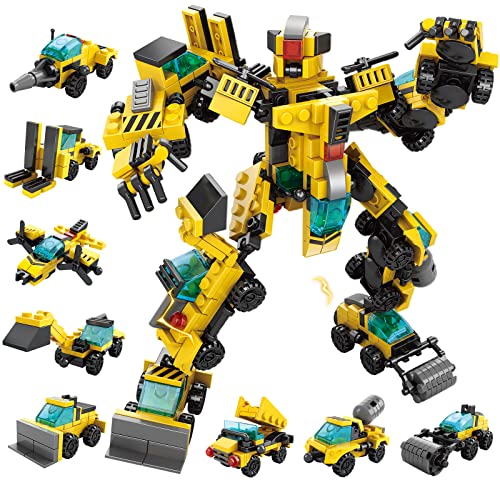 IYTYIR Robot Building Toys for Kids-Transforming Engineering Building Blocks Construction Vehicles Kit, 17 in 1 STEM Learning Set, Birthday Gifts for Children Boys Girls Age 6-12 Years Old
