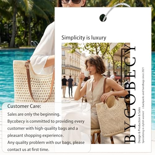 Image of Bycobecy Woven Tote Bag for Women, Summer Beach Bag Large Crochet Shoulder Purse Handbag Boho Knit Bag for Summer Travel