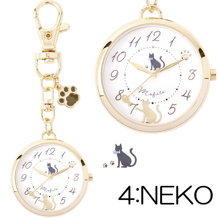 Fieldwork(フィールドワーク) 懐中時計 カラビナウォッチ アナログ レディース キッズ アニクル ネコ キーホルダー アクセサリー ファッション かばん リュック バック JN045-4