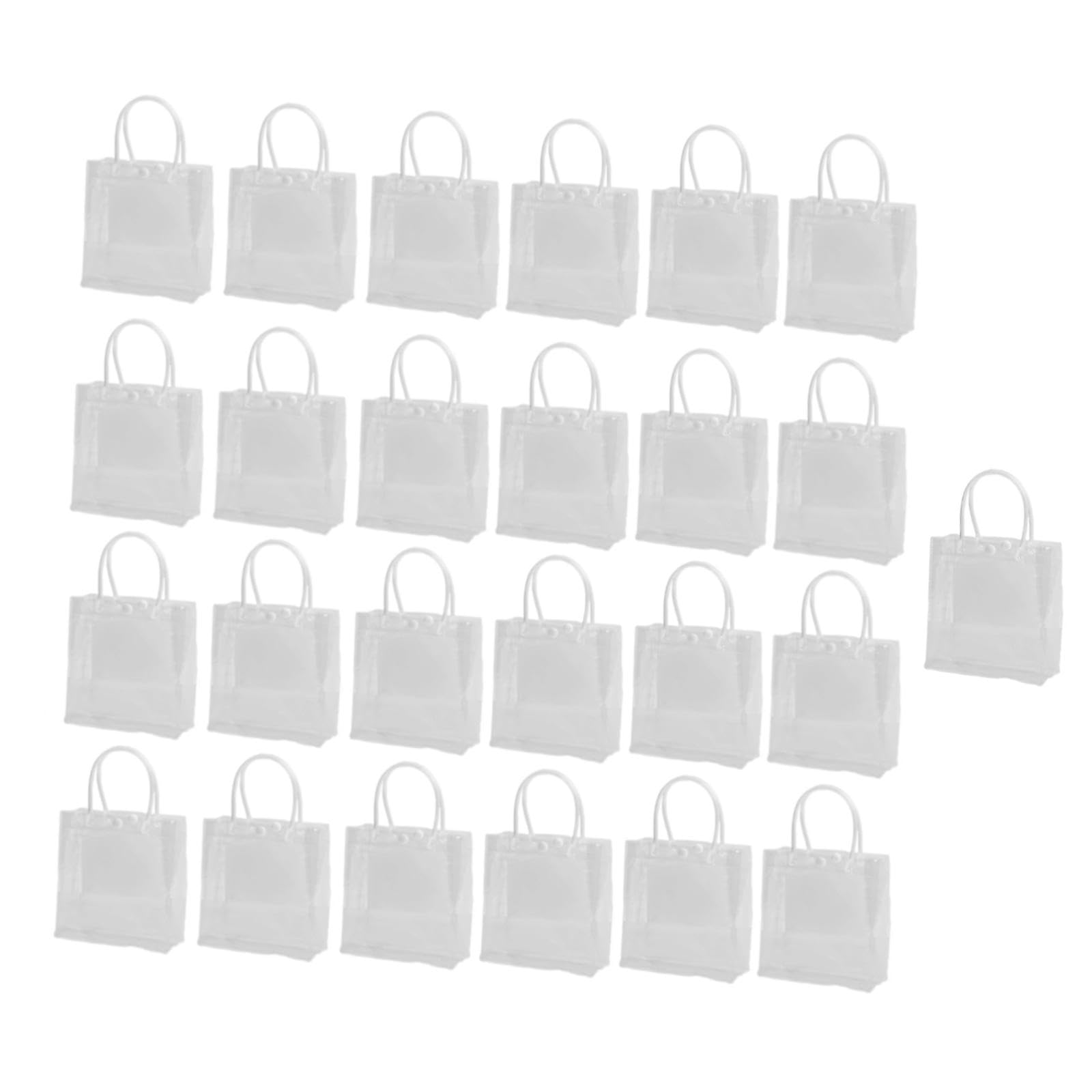Generic 25 Pezzi Borse Trasparenti Party Sacchetti Cadeau PVC Impermeabili Riutilizzabili Manici Adatte per Regali Festa Matrimoni Casa Decorazioni, 15x16cm