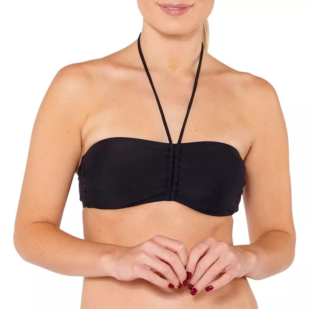 Scuba Women's Bandeau Bikini Top - Tie Neck - Size 22 - Jet Black