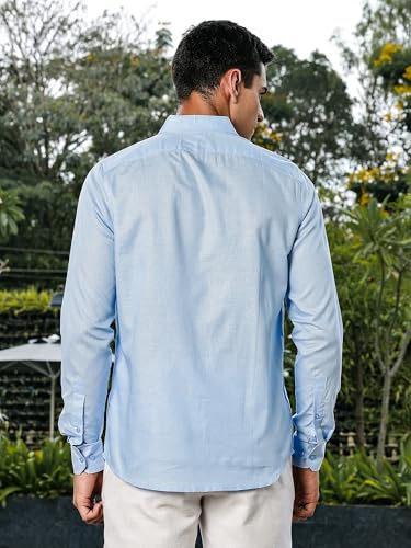 Image of Thomas Scott Men's | Linen Blend | Solid | Premium Cotton Linen Blend | Full Sleeve | Casual Shirt for Men