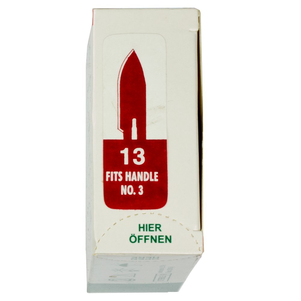 Set - 100 piezas hojas de bisturí No. 13 y mango de bisturí No. 3 - Hojas de repuesto para bisturí hechas de acero al carbono - Estéril