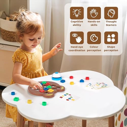 Image of Kiddie Galaxia Geometric Shape & Color Matching Puzzle Board Game | With Bell, For Kids 3+ Years, Sensory Educational, Family Game, Ideal for Gifting