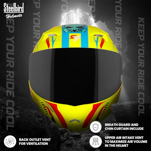 Image of Steelbird SBA-20 Strange ISI Certified Flip-Up Graphic Helmet for Men and Women with Inner Silver Sun Shield