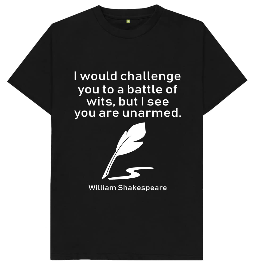 Misfits-Apparel Men's Black I Would Challenge You To A Battle Of Wits Shakespeare Quote T Shirt Large