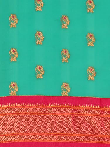 Varkala Silk Sarees sea green paithani silk saree in soft silk – image 5