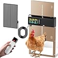 Automatic Chicken Coop Door, Solar Powered with 3500mAh Battery, 656ft Long-Range Remote, Heavy-Duty Aluminum Auto Door with Color LCD & Anti-Pinch Sensor, 5 Modes