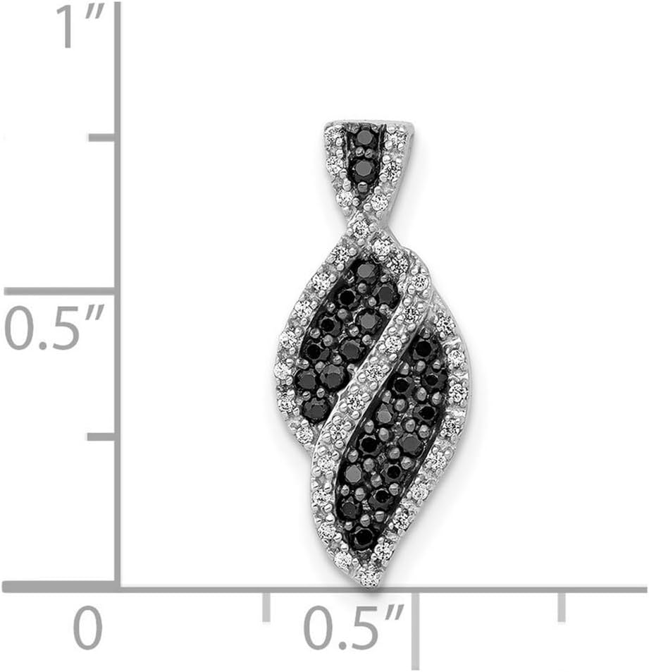 JewelryWeb 14k White Gold White and Black Diamond Pendant Necklace Pendant for Women - Image 2