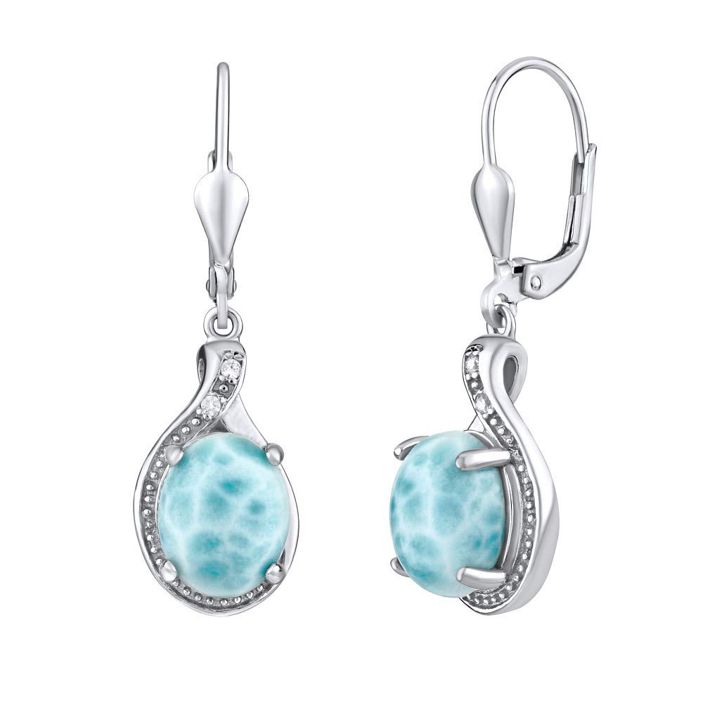 Orecchini pendenti in argento massiccio 925 pietra preziosa Larimar