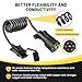 Oyviny 7 Pin Blade to 4 Pin Coiled Trailer Extension Cord 5FT with PU Insulation Jacket, Stretchable RV 7 Way Blade to 4 Way Flat Coiled Trailer Wiring Adapter Pure Copper