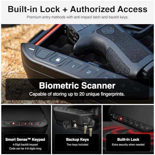 VAULTEK LifePod Secure Waterproof Travel Case Rugged Electronic Lock Box Travel Organizer Portable Handgun Case with Backlit Keypad (Covert Black) (Biometric)
