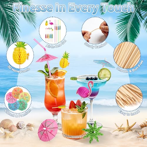 Accesorios de fiesta tropical 120 pzs sombrillas y pitillos miniatura 5