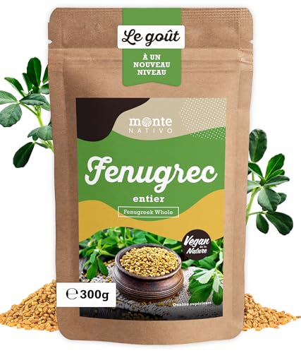 Fenugrec Graine Monte Nativo (300g) - Graines de Fenugrec entières - Épices aromatiques séchées avec soin, idéales pour Cuisiner et Assaisonner - Arôme et Goût intenses