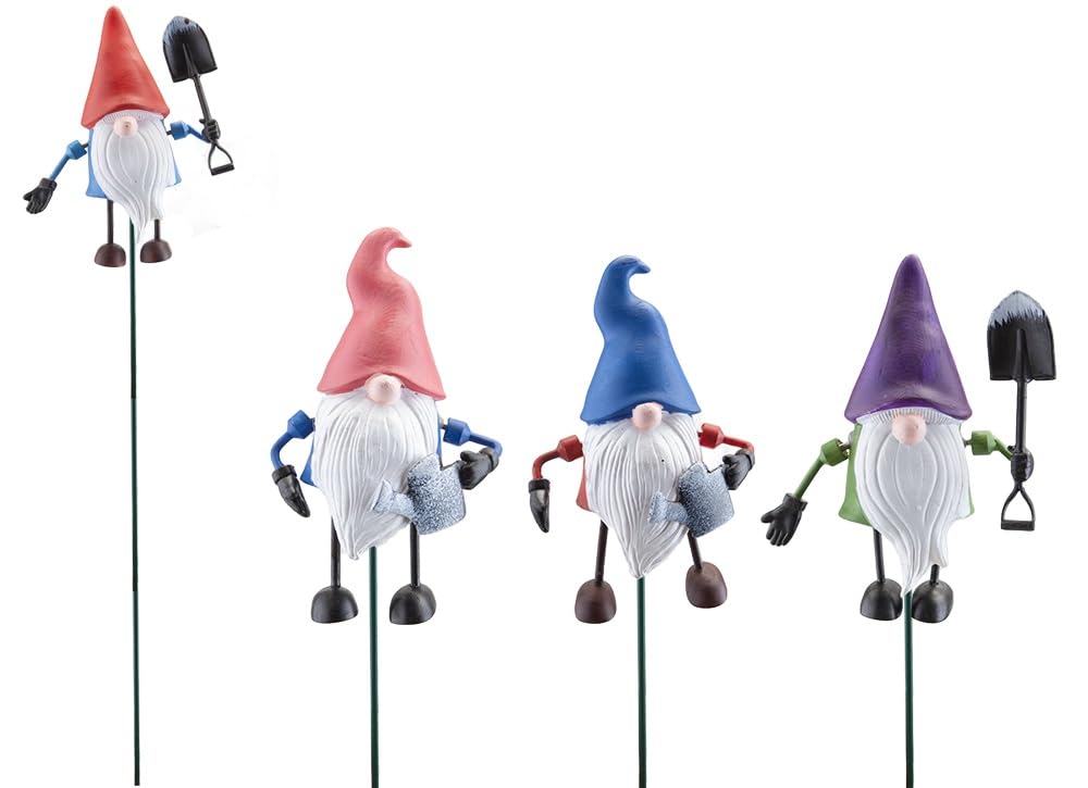 Healthy Living Direct Multicolor Wobbly Gonk With Garden Tools On Stake - Set Of 4