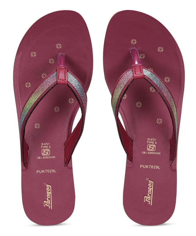 PARAGON Womens Maroon Sandals | Stylish Slip On Flat Sandals with Cushioned Soles | Comfortable Everyday Sandals for Outdoor Use(UK: 7) (B0DFWCN23V) Amazon Price History, Amazon Price Tracker