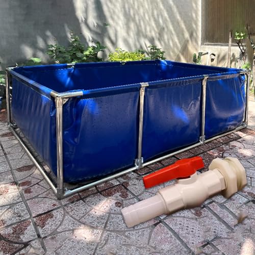Estanque de Lona para Peces, Piscina elevada con Estructura metálica, Ideal para Interiores y Exteriores, Ideal para familias Grandes y Patios, portátil y Rectangular para Adultos (99,5 x 49