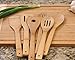 Oliva Italiana 7-Piece Bamboo Kitchen Utensil Set with Holder – Eco-Friendly, 100% Organic Bamboo Wooden Cooking Spoons, Spatula, Ladle, Turner & Pasta Server with Ergonomic Handles