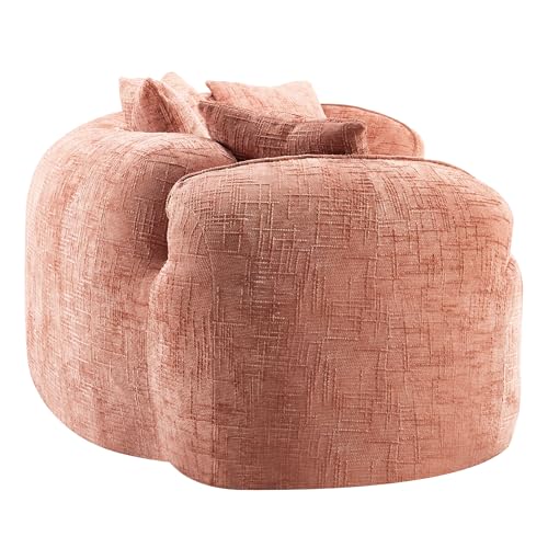 Image of 109-Inch Curved Boneless Modular Sofa Compressed 4-Seat Cloud Couch with 4 Pillows, Modern Curved Boneless Foam Sofa Floor Deep Seat Cloud Couch for Living Room Bedroom