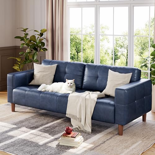 Image of GarveeHome 3-Seater Sofa Couch, 83 inch Wide Faux Leather Couch with Deep Seats