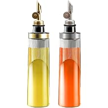 Glass Olive Oil Dispenser Bottle for Kitchen 22OZ/650ML Oil and Vinegar Dispenser with Stainless Steel Pour Spout and Labels