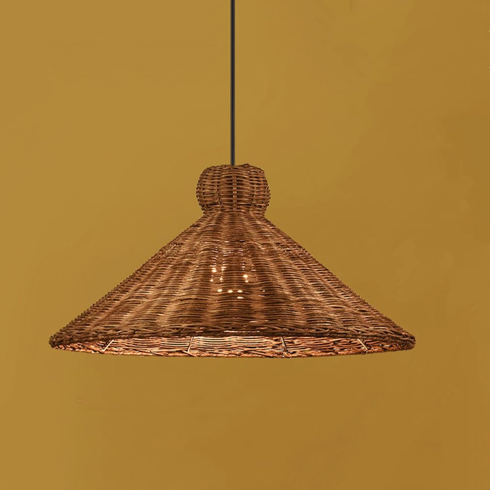 CHUNGYANG Rattan Lampshade Retro Home Lighting for Dining Living Room Japanese Restaurant Chandelier Light Fixture for Tea Room Cafe Pastoral Rattan Woven Hanging Lamp for Kitchen Island Entryway