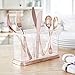 mDesign Plastic Cutlery Utensil Holder Storage Organizer Caddy for Kitchen Countertop Organization - Holds Fork, Knife, Spoon, Silverware - 3 Divided Sections - Hyde Collection - Clear/Rose Gold
