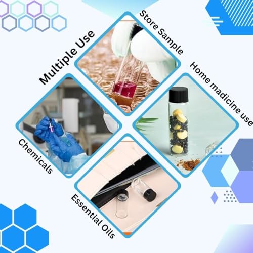 Image of Bello 15pcs-20ml Clear Glass Vials Culture Tube with Screw Caps and PE Stopper, Leak-Proof Glass Bottles Containers for Cosmetics Perfume Making Lab Laboratory - High Borosilicate Glass