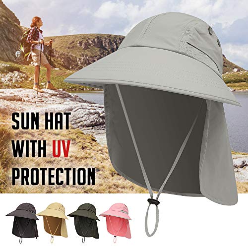 KKmoon Chapéu de sol Proteção UV Boné de verão de aba larga para camping, pesca, caminhadas, safári,