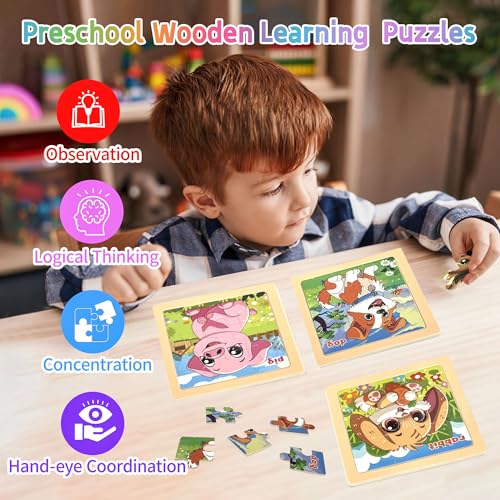 kepovin Ap1000 Puzzle de Madera Animales para Niños 9 Piezas Juego de 8 Sets miniatura 5