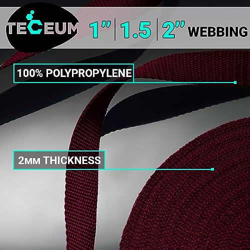 Image of TECEUM 3 /4 inch & 5 /8 inch & 1 inch & 1.5 inch & 2 inch Webbing - 10 25 50 Yards - 40+ Colors - Heavy Duty 1 Inch 1.5 Inch 2 Inch Backpack Straps - Webbing for Outdoors Indoors Crafting DIY