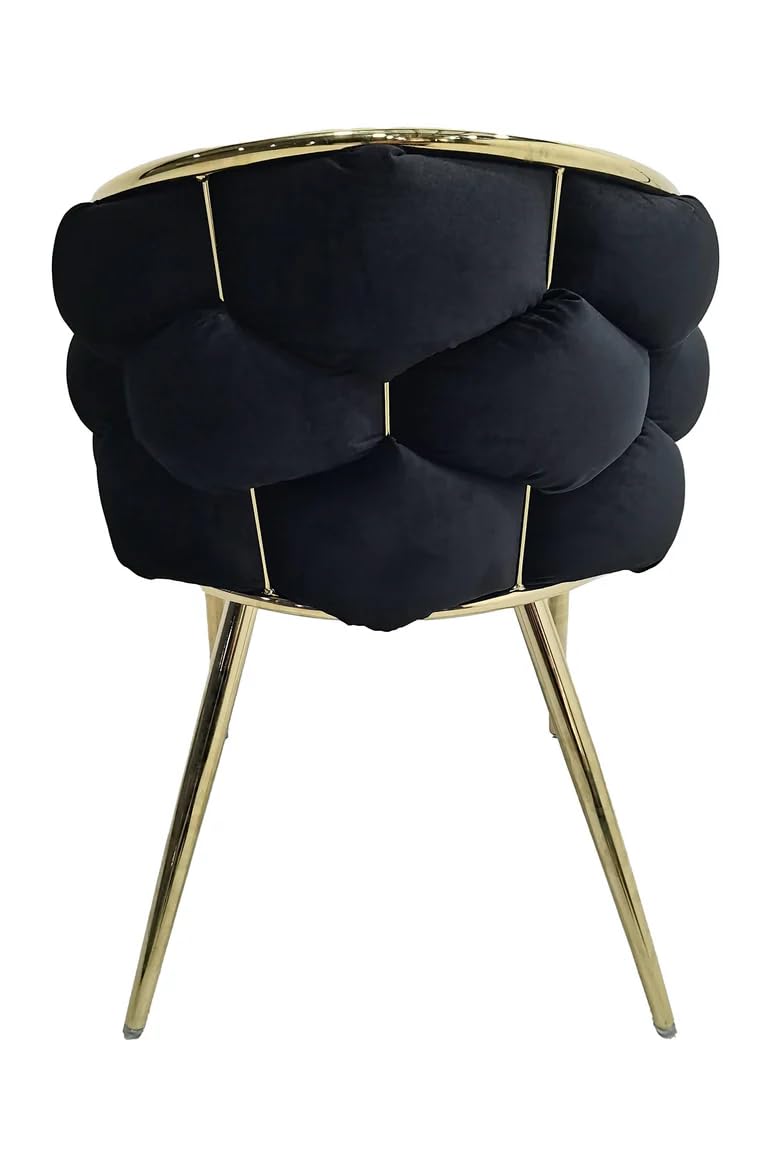 POLTRONA IN VELLUTO PER SOGGIORNO O SALA DA PRANZO, SEDIA IN VELLUTO LUSSUOSA GAMBE IN ORO (Nero)
