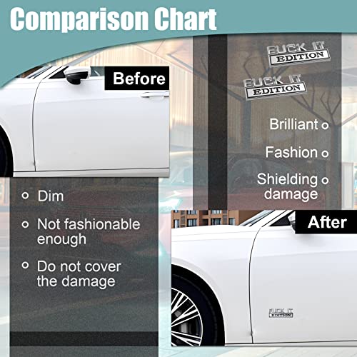 Image of 2PCS Car Emblem Fuck-IT Edition, 3D Letters Metal Material Decals, Trunk Emblem Decals Replacement, Side Fender Rear, Unversal of All Car Models (Silver-Black)