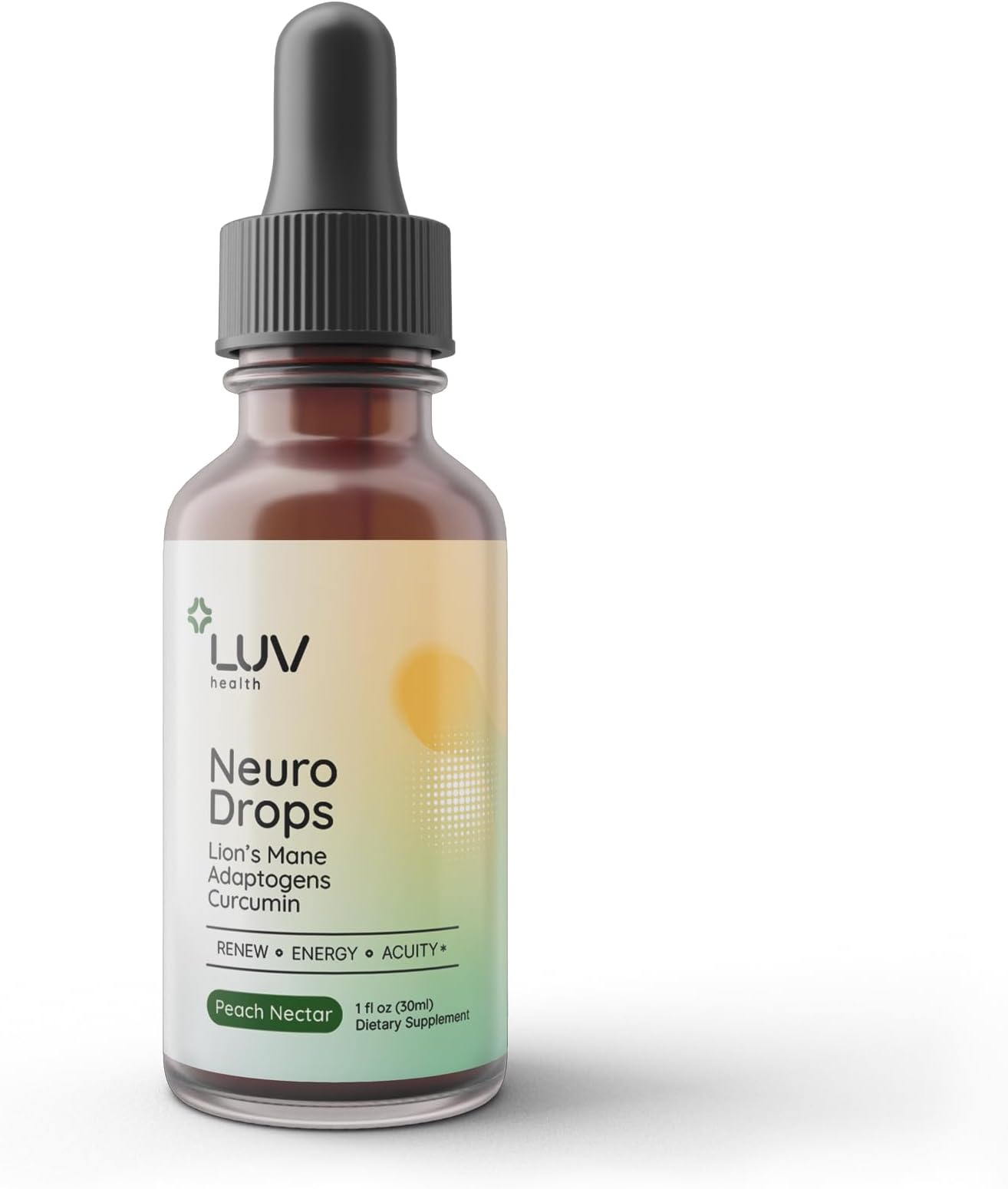 LUV health Neuro Drops – Nerve Pain Support & Joint Comfort with Lion’s Mane, Curcumin, Cordyceps & Reishi – Organic Adaptogens – Vegan, Non-GMO, Made in USA - 30 Servings