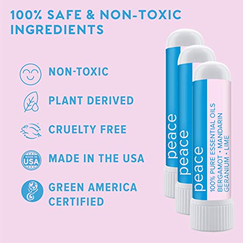 MOXĒ Peace Nasal Inhaler, Calming Essential Oil Blend, Tension Relief, Helps Relaxation and Meditation, Soothing Fragrance, Bergamot, Mandarin, Geranium, Lime, Made in USA (3 Pack) - Image 4