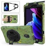 Juaupepo Rugged Case for Samsung Galaxy Tab Active 3 8' 2020 (Model T570/T575/T577/T575N), Portable Hybrid Shock-Proof Cover with 360° Rotatable Hook&Loop Handle,Shoulder Strap (Camouflage)