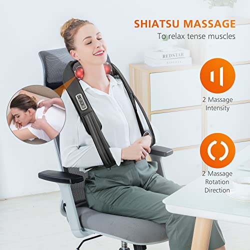 Snailax Upgrade Neck Back Massager With Heat, 3D Shiatsu Shoulder Massager,Lightweight Portable Pillow Massagers For Neck,Back,Leg,Body Muscle Pain Relief, Ideal Gifts For Her,Him #TOP1